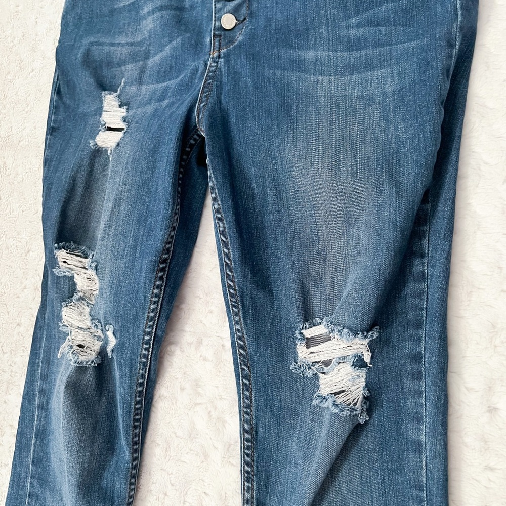 FREE PEOPLE Reagan Button Front Distressed Jeans - Picture 8 of 13